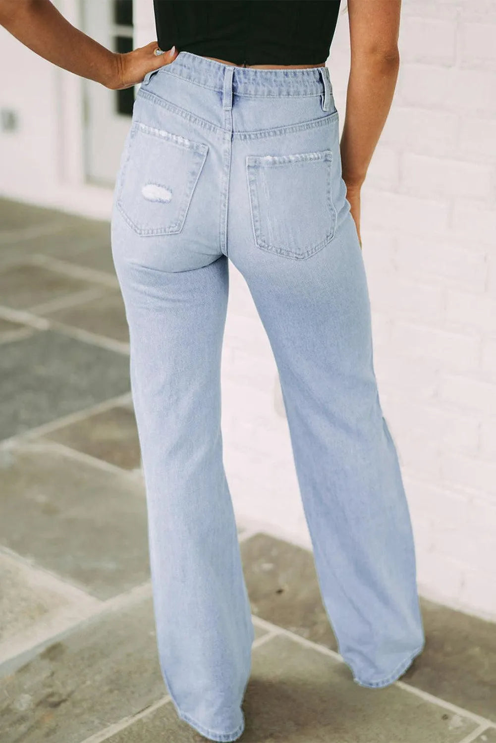 Distressed High Waist Jeans - 6i6