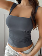 Devine Square Neck Cropped Tank for women from 6i6.com, ideal for summer layering or casual street style.