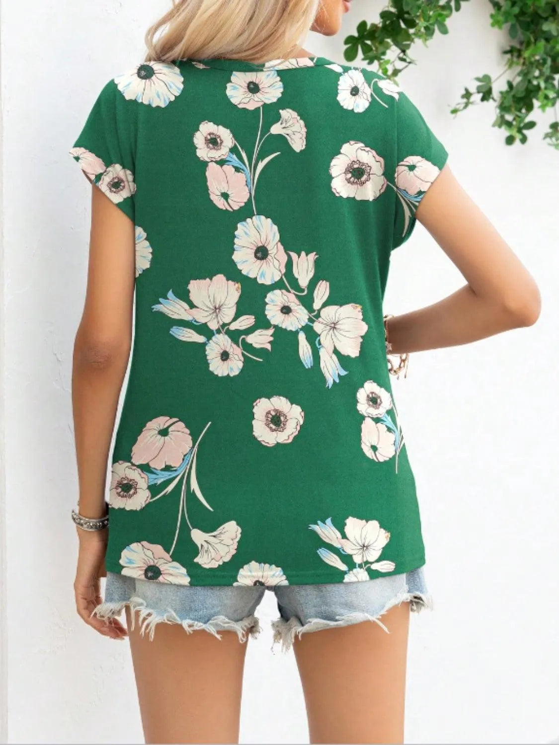 Printed Round Neck Short Sleeve T-Shirt - 6i6