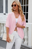 Eyelet Open Front Half Sleeve Cardigan - 6i6