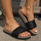 PU Leather Woven Platform Sandals - 6i6