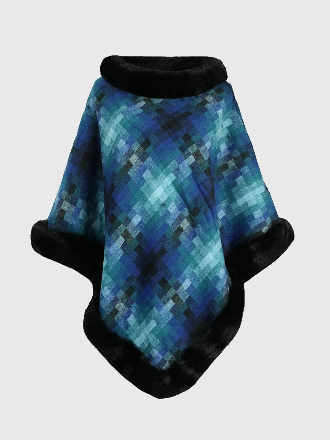 Faux Fur Trim Poncho - 6i6