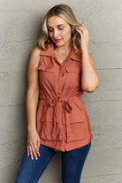 Ninexis Follow The Light Sleeveless Collared Button Down Top - 6i6