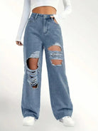 Distressed Wide Leg Jeans - 6i6