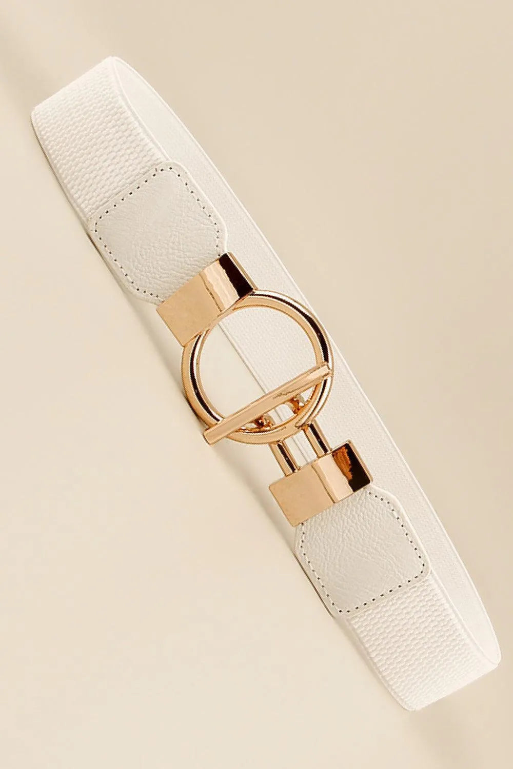 Circle Shape Buckle Zinc Alloy Buckle PU Leather Belt - 6i6