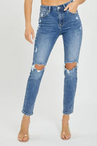 Risen Full Size High Rise Knee Distressed Skinny Jeans - 6i6