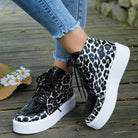 PU Leather Leopard Platform Sneakers - 6i6