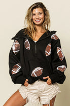 BiBi Sequin Football Half Zip Hoodie - 6i6