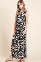 BOMBOM Leopard Maxi Dress with Pockets - 6i6