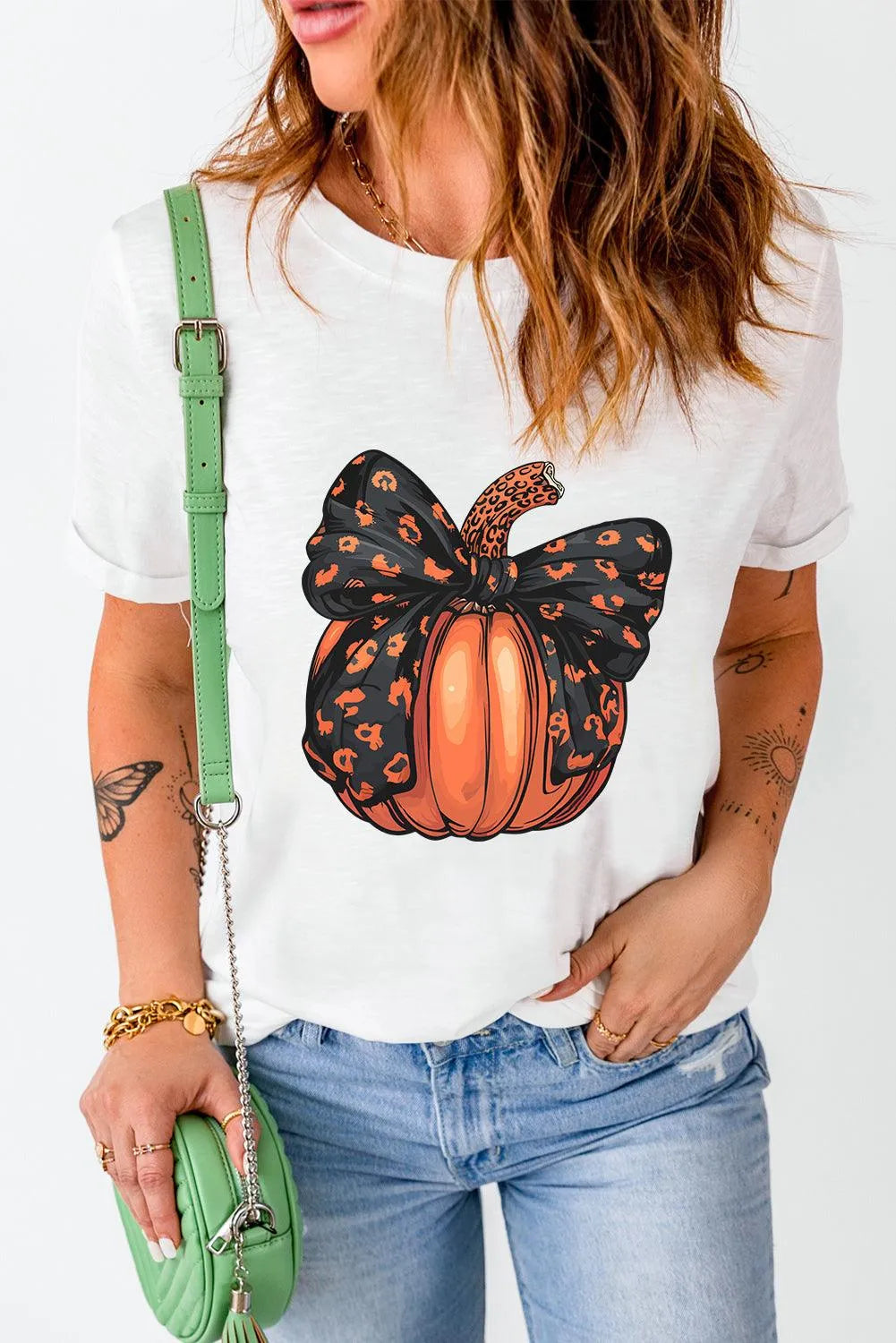 Pumpkin Round Neck Short Sleeve T-Shirt - 6i6