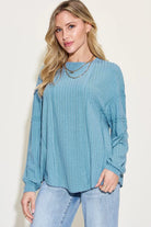 Basic Bae Full Size Ribbed Round Neck Long Sleeve T-Shirt - 6i6