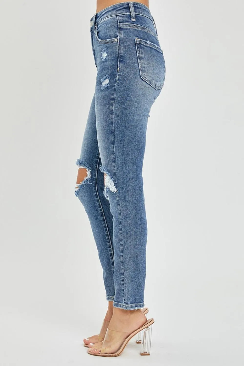 Risen Full Size High Rise Knee Distressed Skinny Jeans - 6i6