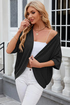 Eyelet Open Front Half Sleeve Cardigan - 6i6