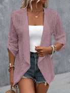 Eyelet Roll-Tab Sleeve Cardigan - 6i6