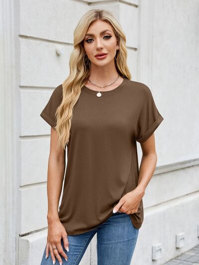 Florira Round Neck Short Sleeve T-Shirt for women from 6i6.com, a versatile and comfortable basic for everyday wear.