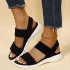 Rubber Open Toe Low Heel Sandals - 6i6