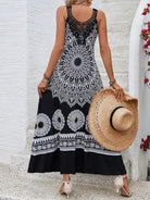 Printed Round Neck Sleeveless Dress - 6i6