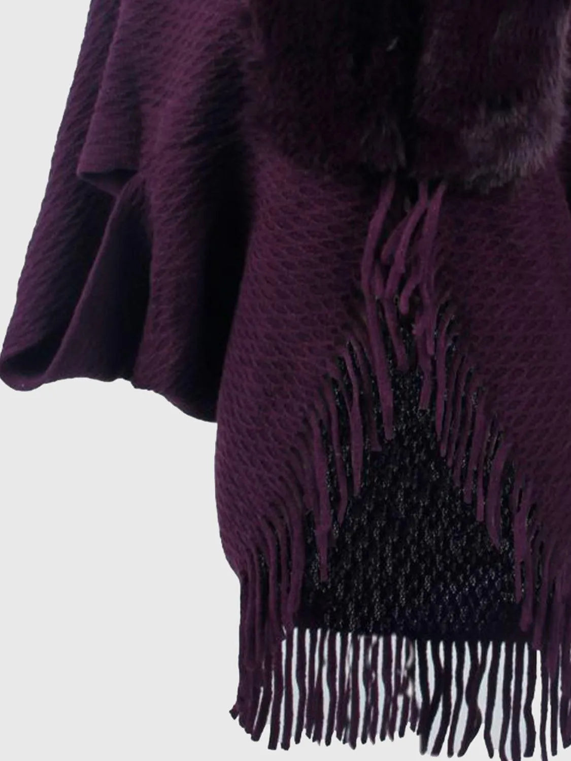 Open Front Fringe Hem Poncho - 6i6