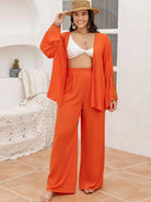 Plus Size Lace Detail Long Sleeve Top and Pants Set - 6i6