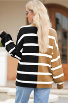 Striped Round Neck Long Sleeve Knit Top - 6i6