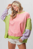 BiBi Washed Color Block Sweatshirt - 6i6