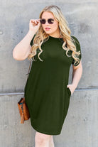 Basic Bae Full Size Round Neck Short Sleeve Dress with Pockets - 6i6