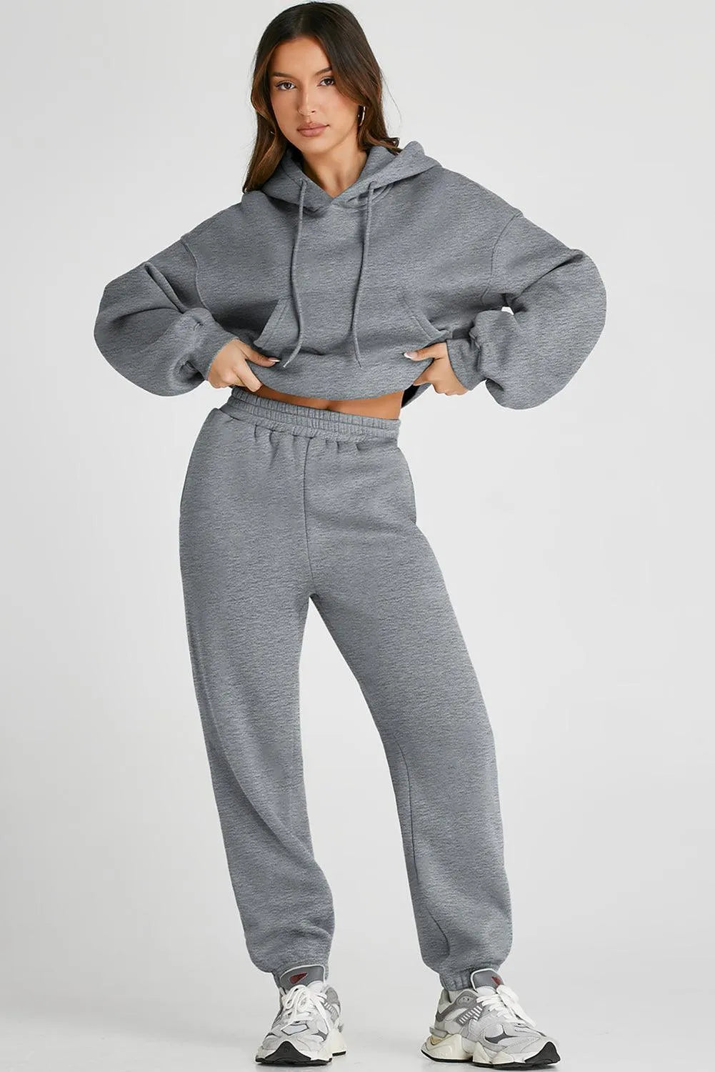 Dropped Shoulder Hooded Top and Pants Active Set - 6i6