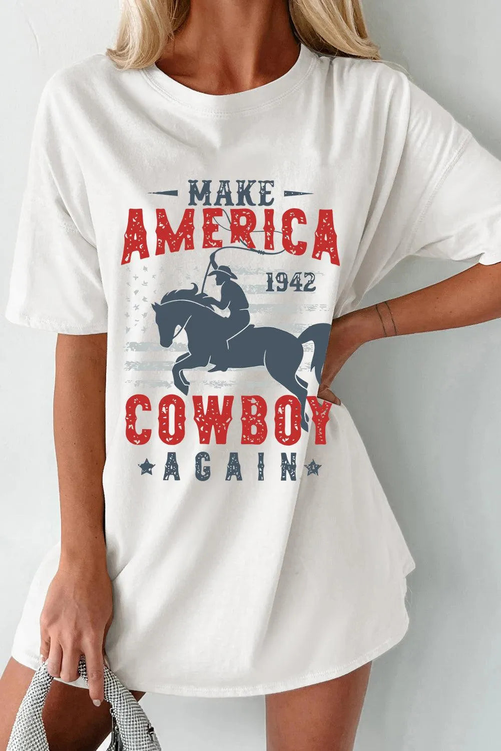 Cowboy Graphic Round Neck Half Sleeve T-Shirt - 6i6