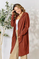 Basic Bae Full Size Hooded Sweater Cardigan - 6i6