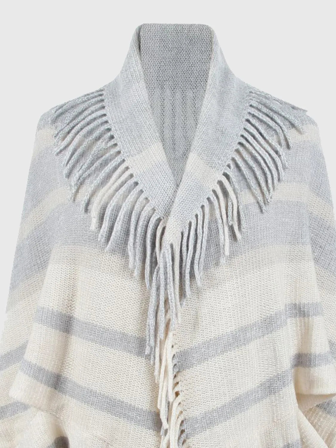 Fringe Detail Open Front Poncho - 6i6