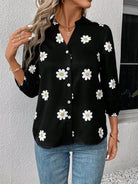 Daisy Notched Three-Quarter Sleeve Shirt - 6i6