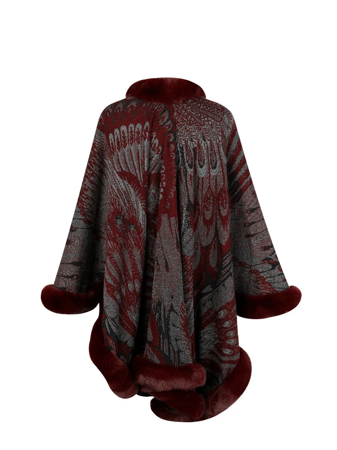 Printed Open Front Poncho - 6i6