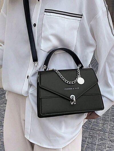 Chain PU Leather Handbag with detachable shoulder strap for women from 6i6.com, a versatile accessory for everyday or special occasions.