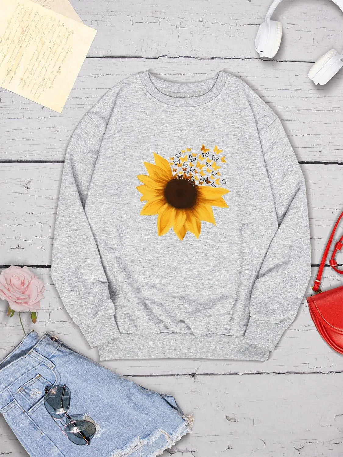 Sunflower Round Neck Dropped Shoulder Sweatshirt - 6i6