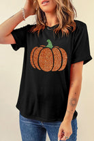 Pumpkin Round Neck Short Sleeve T-Shirt - 6i6