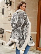 Printed Open Front Poncho - 6i6