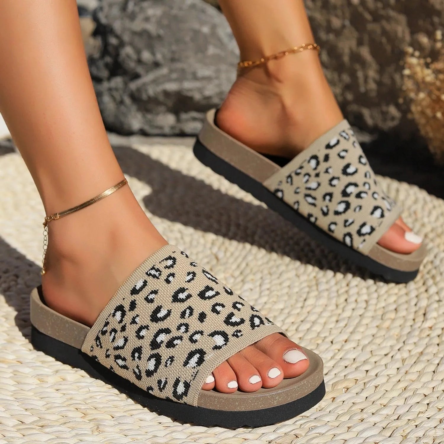 Leopard Open Toe Sandals - 6i6