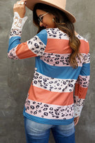 Leopard Color Block Lace Detail Blouse - 6i6