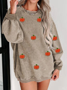 Pumpkin Round Neck Long Sleeve Sweatshirt - 6i6