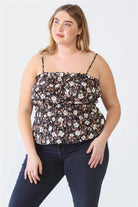 Zenobia Plus Size Frill Floral Square Neck Cami - 6i6