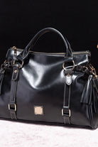 PU Leather Handbag with Tassels - 6i6