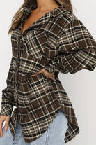 Plaid Collared Neck Long Sleeve Shirt - 6i6