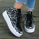 PU Leather Leopard Platform Sneakers - 6i6