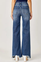 Risen Full Size High Rise Frayed Hem Wide Leg Jeans - 6i6