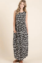 BOMBOM Leopard Maxi Dress with Pockets - 6i6