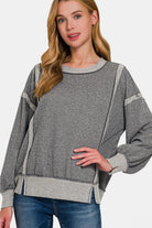 Zenana Washed Exposed-Seam Sweatshirt - 6i6