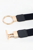 Circle Shape Buckle Zinc Alloy Buckle PU Leather Belt - 6i6