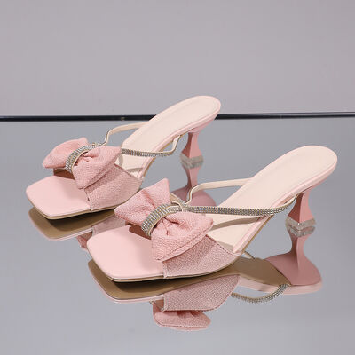 Bow Rhinestone Open-Toe Sandals for women from 6i6.com, perfect for glamorous events or stylish summer outfits.