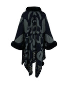 Faux Fur Trim Poncho - 6i6