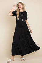 BOMBOM Short Sleeve Tiered Maxi Dress - 6i6